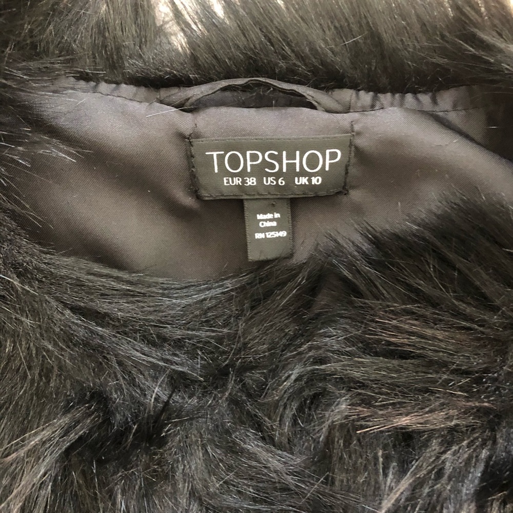 TopShop Black Faux Fur Vest - Picture 3 of 5